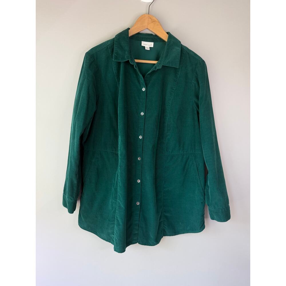 J Jill Womens Size 1X Button Down Corduroy Shirt Tunic